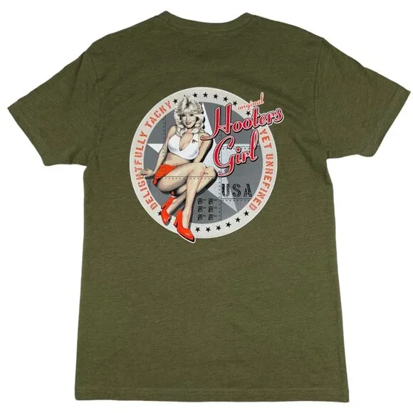 Hooters Girl Next Level Apparel Graphic Tee Shirt M Green - Picture 10 of 11